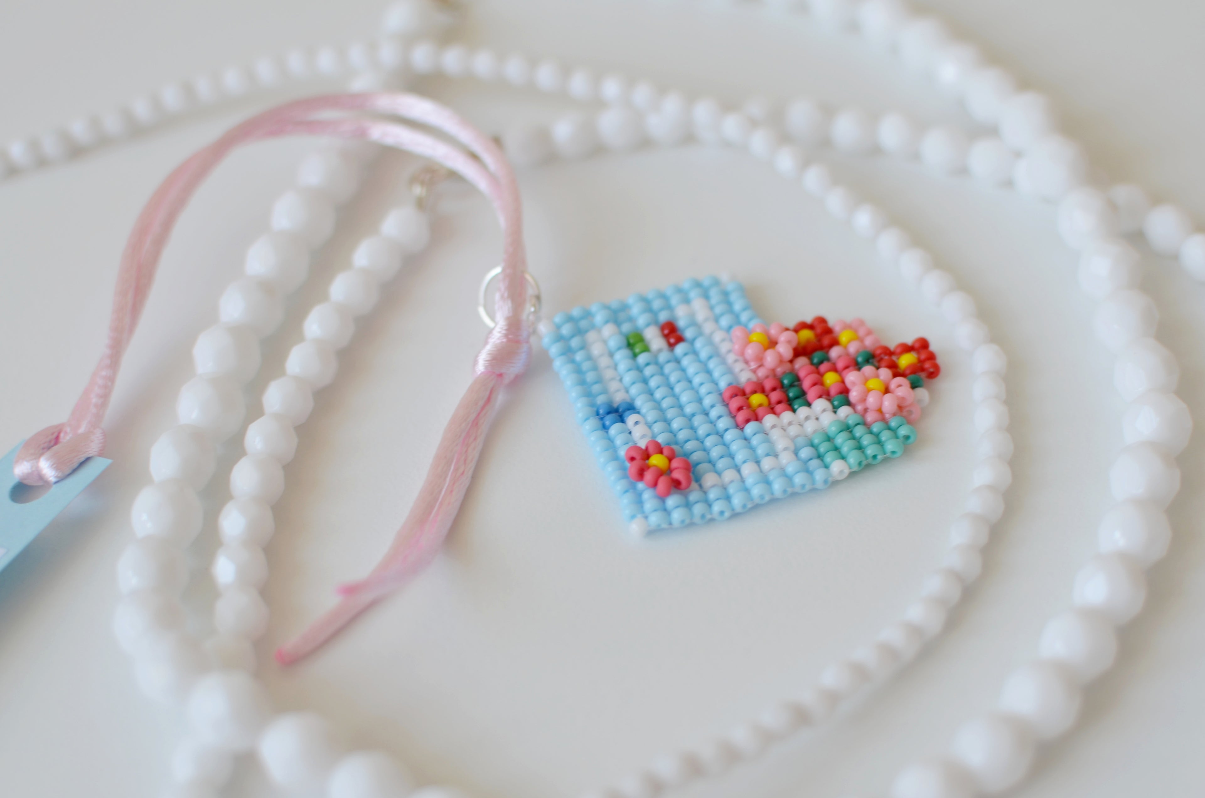Mediterranean house-inspired beaded necklace.